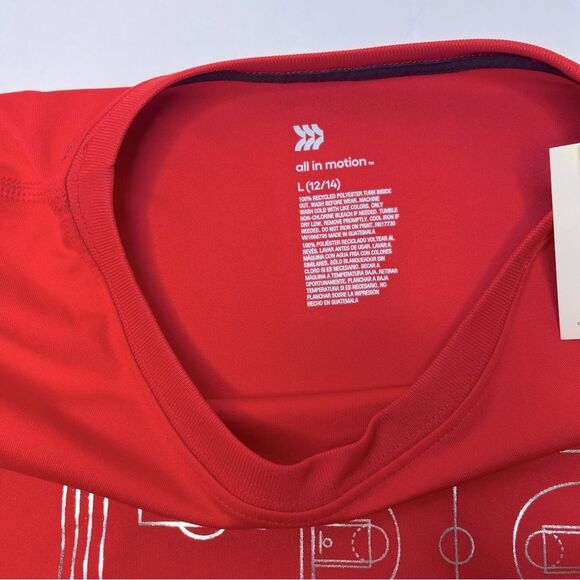 All in Motion Boys Tagless Red Athletic Shirt With Moisture Wick Size L NEW! - Picture 3 of 6